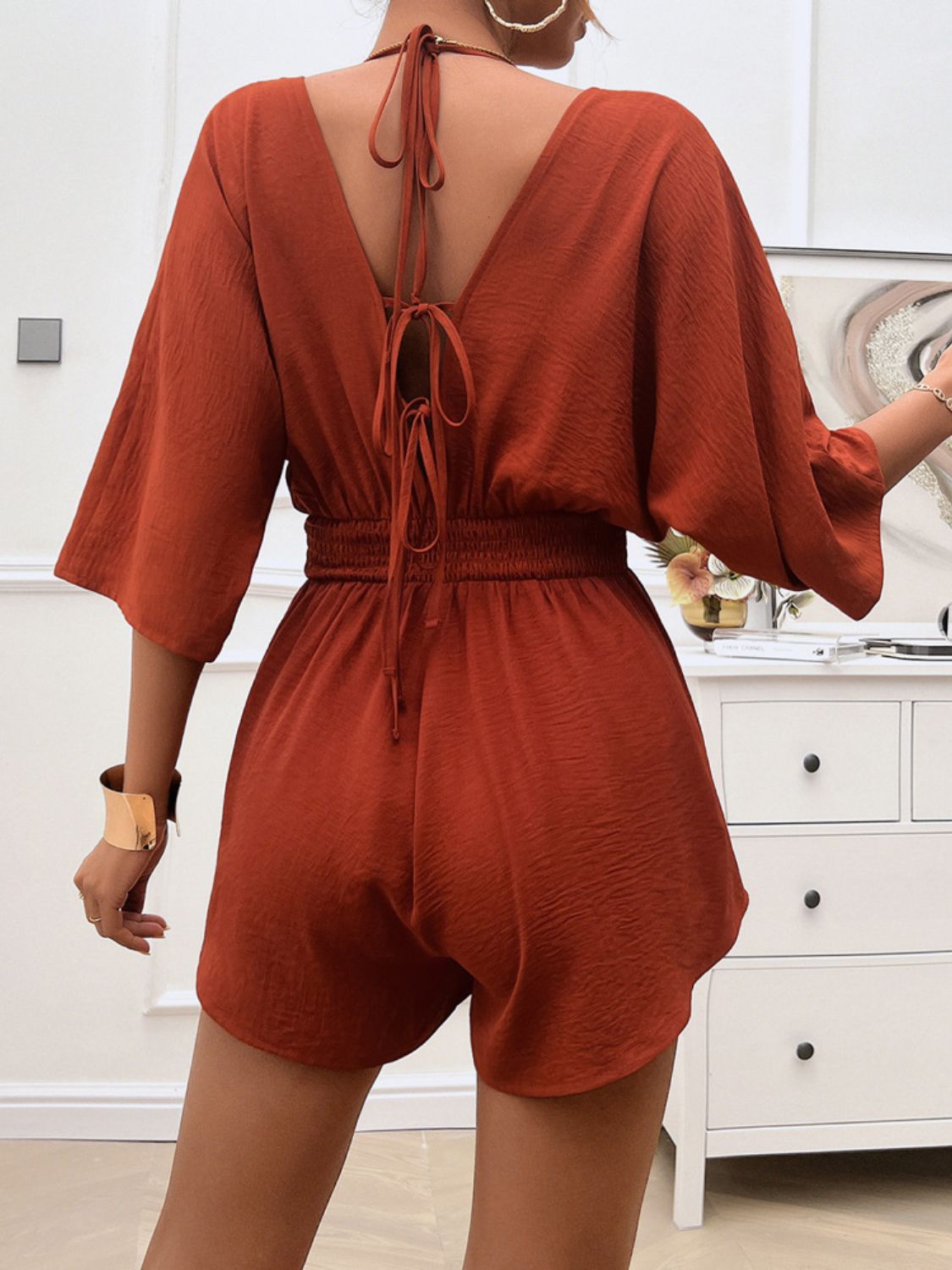 Devine Smocked Tie Back Romper