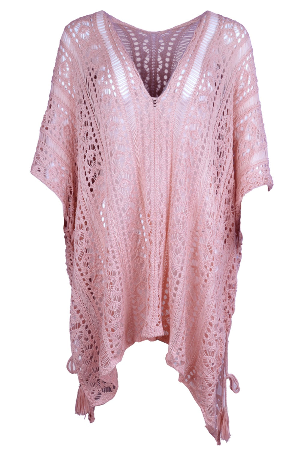 Angel Wings Cutout V-Neck Cover-Up with Tassel