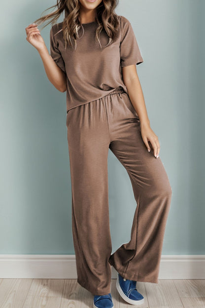 Round Neck Top and Pants Set