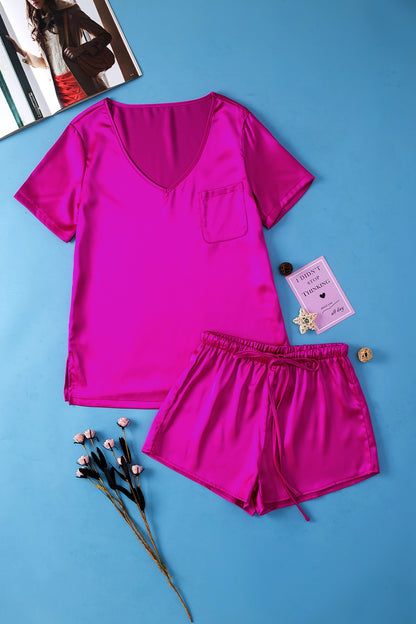 V-Neck Short Sleeve Top and Shorts Set