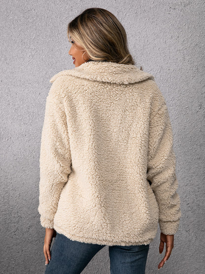 Loose Casual Lapel Plush Jacket Lamb Fleece Coat