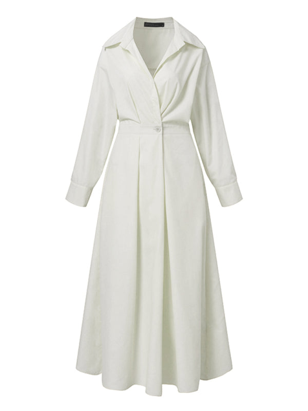 Women's Solid Color Elegant Shirt Dress