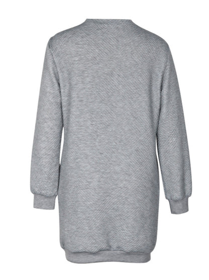 Women's new long-sleeved solid color sweatshirt dress