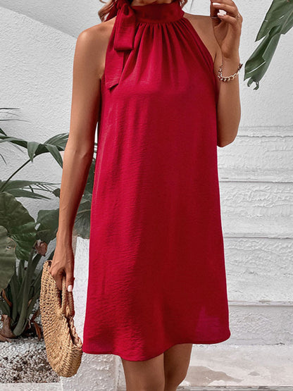 Women's Sleeveless Lace Up Loose Dress