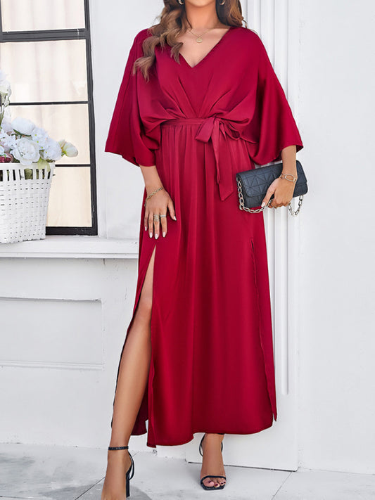 Women's new style elegant V-neck loose dress