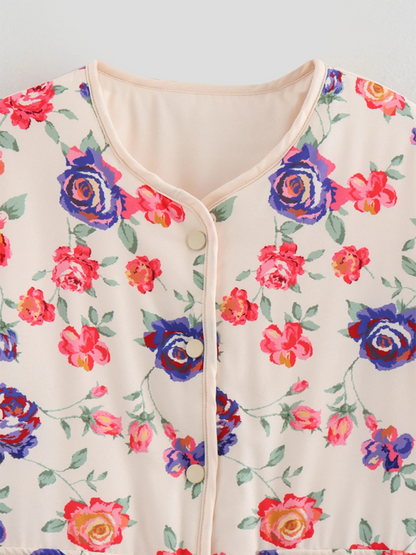 Ladies new floral print cotton jacket