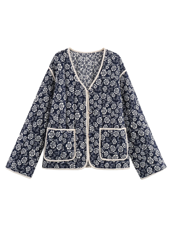 Double-sided printed striped cotton jacket