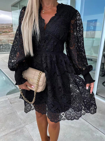 Women's sexy hollow lace dress